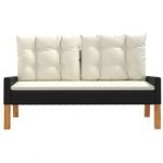 Salon de jardin 4 pcs et coussins Résine tressée et bois massif – Image 4