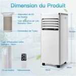 Giantex Climatiseur Portable 4 en 1- 7000BTU Blanc – Image 4