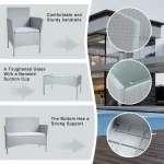 Salon de jardin en résine tressée BIGZZIA, ensemble de 4 meubles table 1 canapé 2 places, 2 fauteuils en résine , gris – Image 7