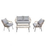 Salon de jardin CAIRO 4 personnes - Noir et brun