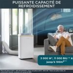 Climatiseur mobile 3000w 40m2 avec kit fenêtre Rowenta au5610f0 – Image 4