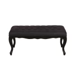 Banc ottoman en hévéa noir et tissu anthracite - Gaspard