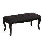 Banc ottoman en hévéa noir et tissu anthracite - Gaspard – Image 2