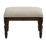 Pouf en frêne et en tissu mastic grisé - Édouard