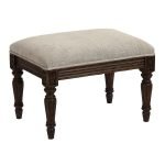 Pouf en frêne et en tissu mastic grisé - Édouard – Image 5