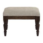 Pouf en frêne et en tissu mastic grisé - Édouard – Image 3