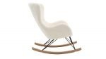 Rocking chair scandinave en tissu effet peau de mouton blanc, métal noir et bois clair ESKUA – Image 3